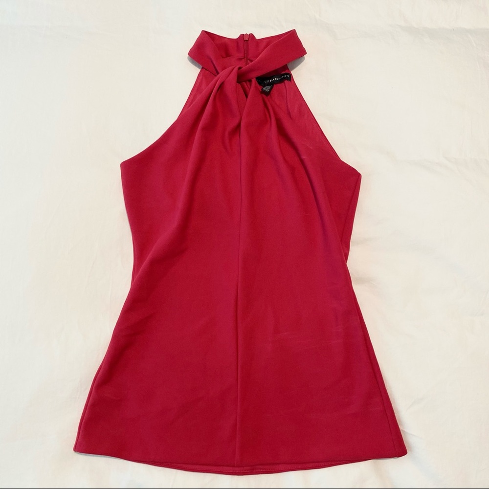 WHBM Twist Front Halter Tank Top Pink Red Magenta XXS Valentine’s Day top NWOT